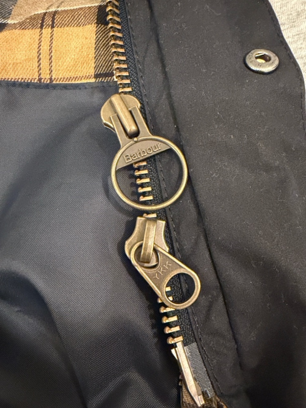Barbour Navy Waxed Cotton Field Jacket with Cord Collar - Picture 4 of 10